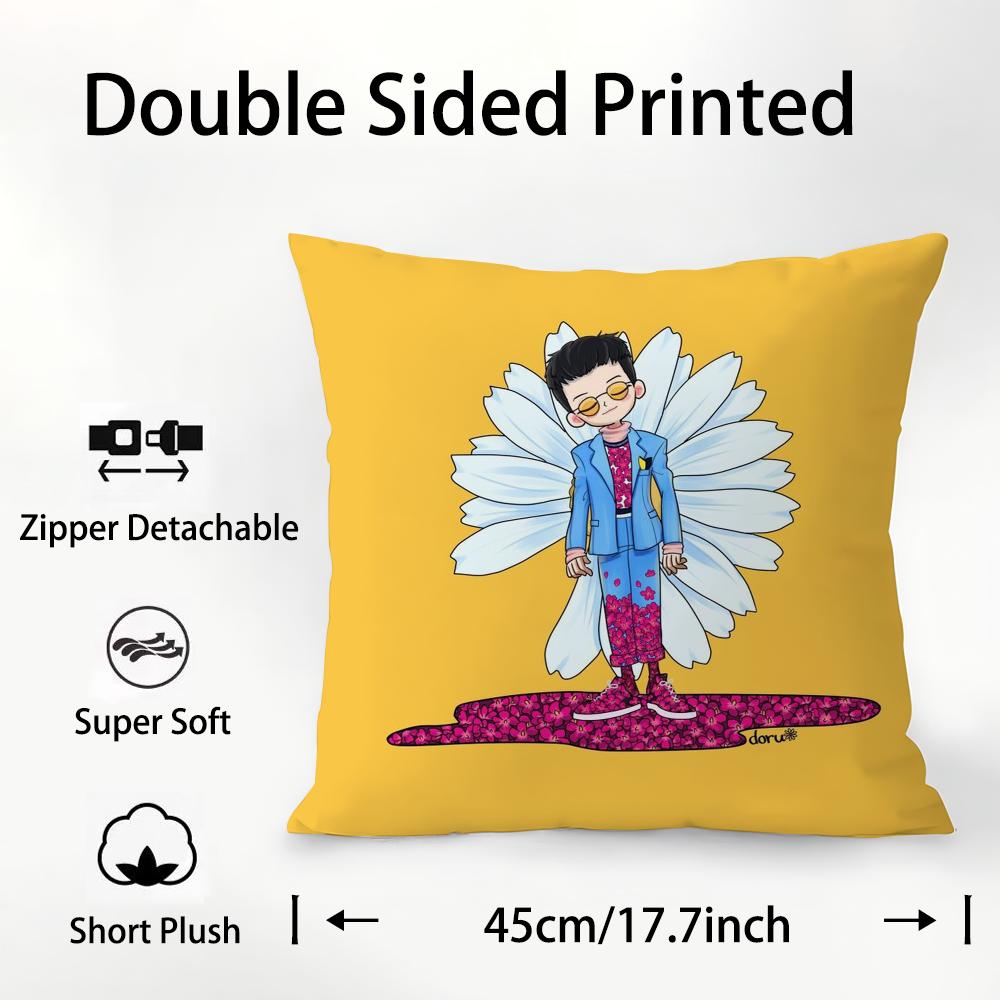 Daisy P-PEACEMINUSONE Pillow Case Plush Fabric Soft Double Sided Print Sofa Cushion Cover Throw Pillow Covers