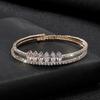 Zircon Double Open Bracelet, Adjustable Fashion Crystal Bracelet Bridal Rhinestone Jewelry for Women