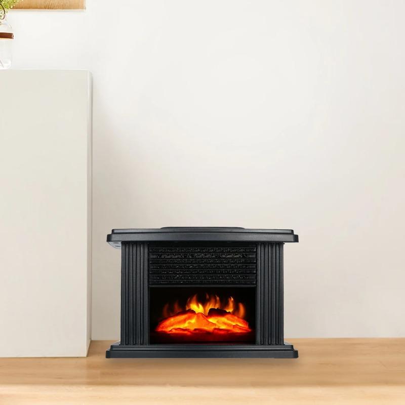 Elektrický krbový topič Přenosný krb s 3D realistickým efektem tančícího plamene Energeticky úsporný Stolní teplovzdušný ohřívač US EU