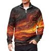 Men's Loose Casual 1/4 Zip Sweatshirt Fashion Printed Long Sleeve Top With Pockets