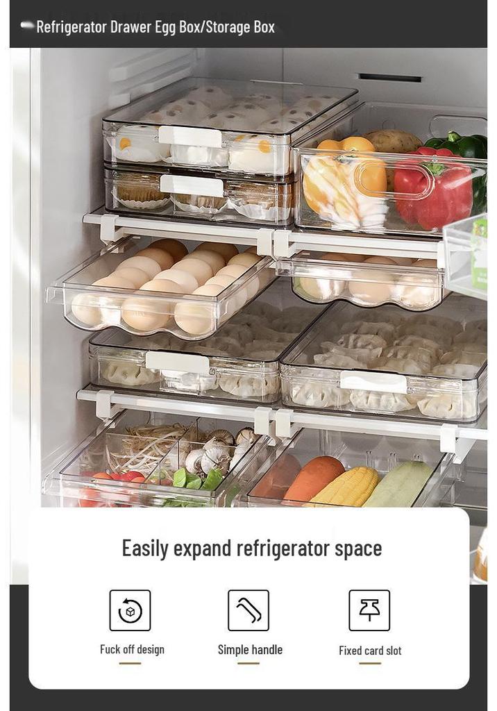 Yimijia Hanging Refrigerator Storage Drawer Organizer for Food, Fruits, and Eggs