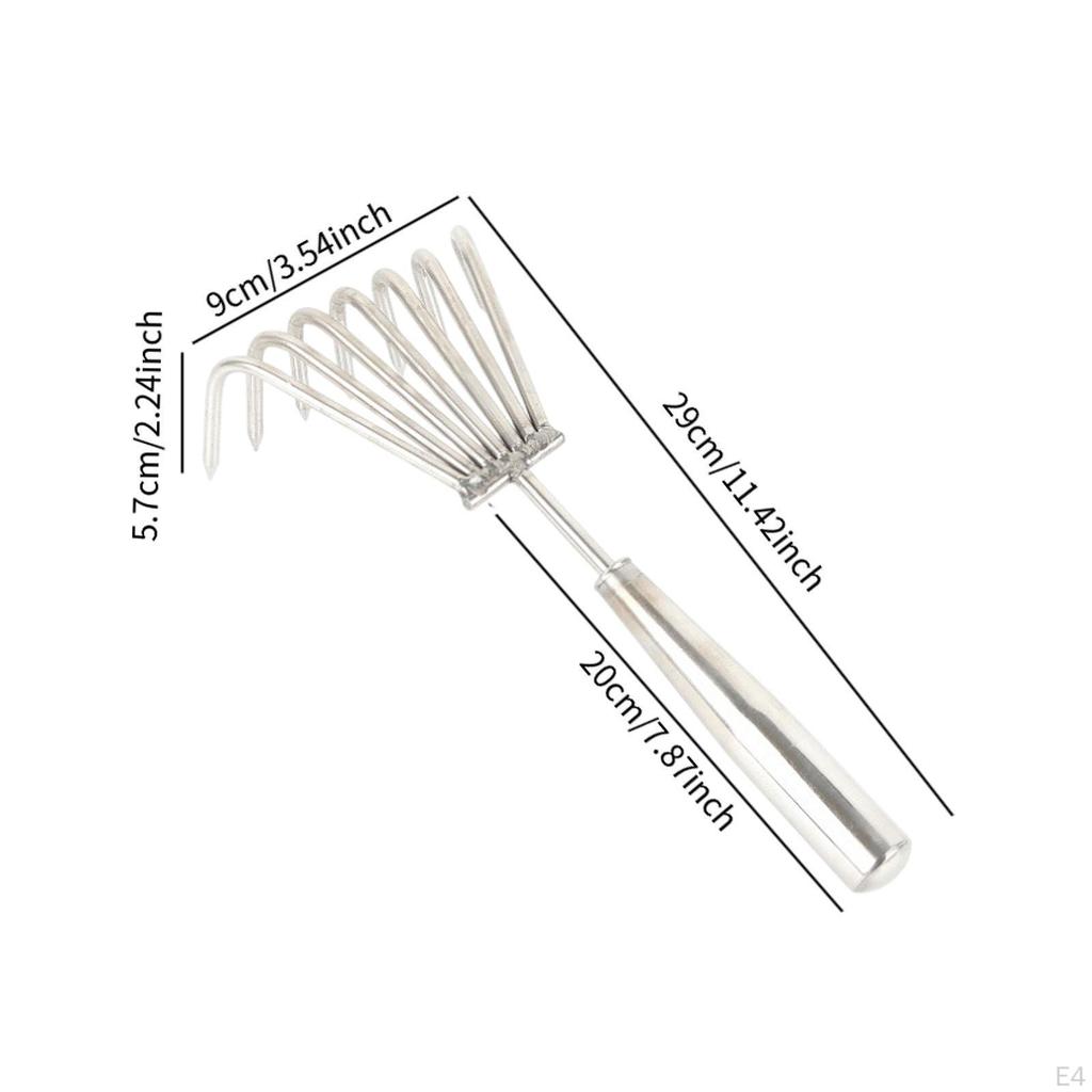 Compact Hand Rake for Soil Cultivation and Leaf Collection In Gardens