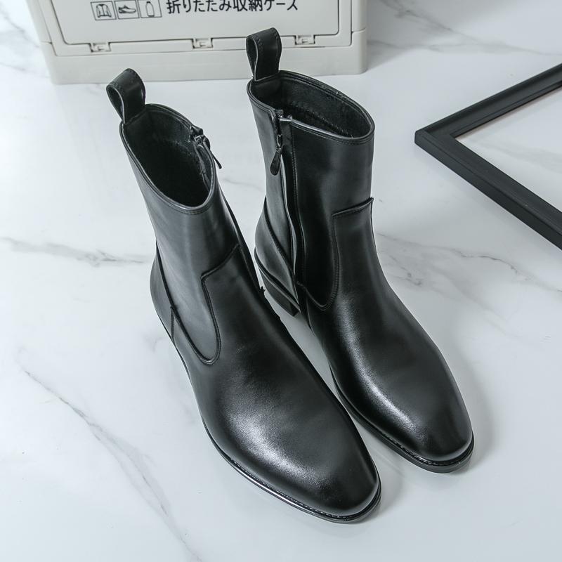 Winter Herren Business Chelsea Lederstiefel Schwarzbraun Britische Lässige Mode Rutschfeste Markenstiefel Trainingsstiefel Größen 38-46