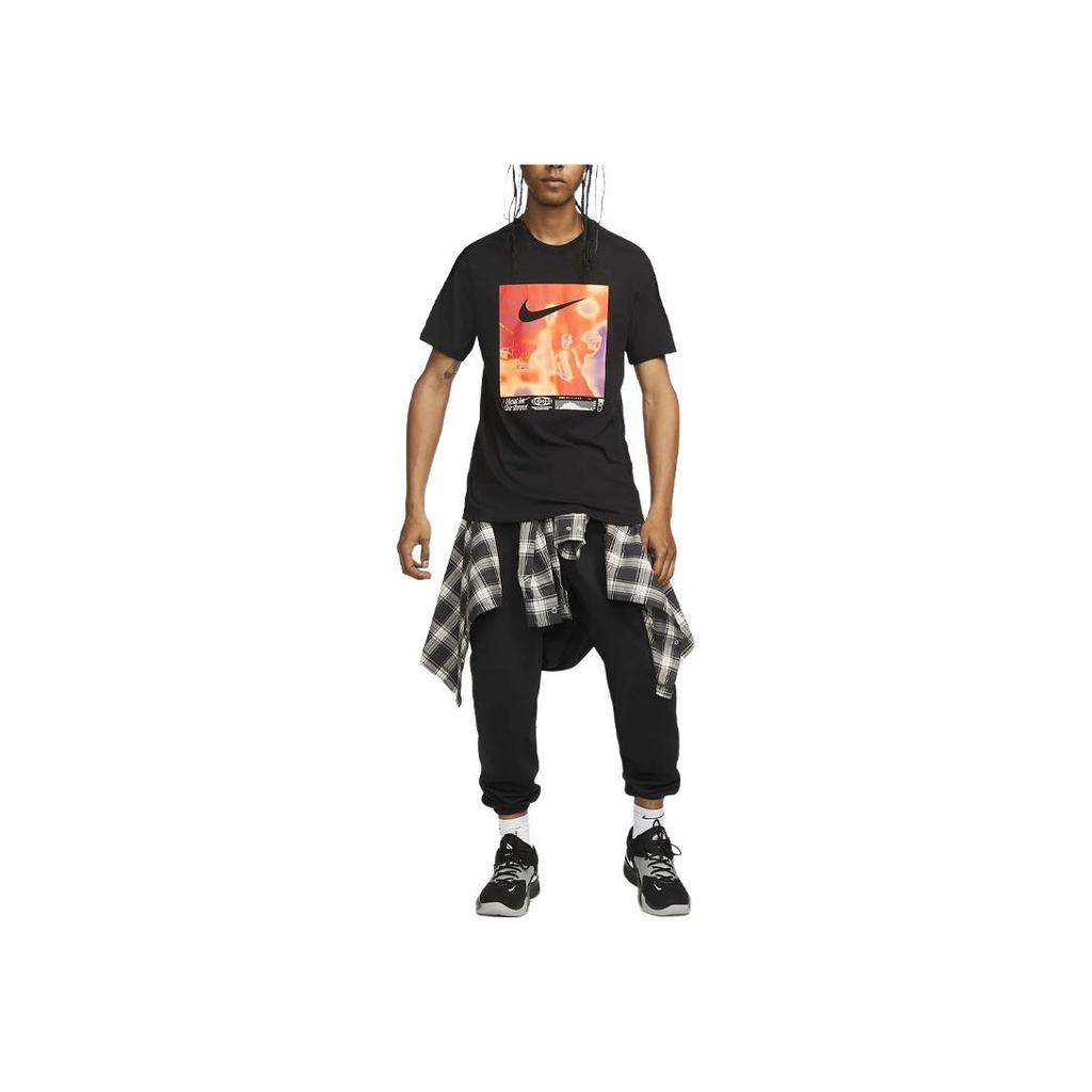 Nike Dri-FIT Logo Print Crew Neck T-Shirt Men Tops Black FJ2335-010