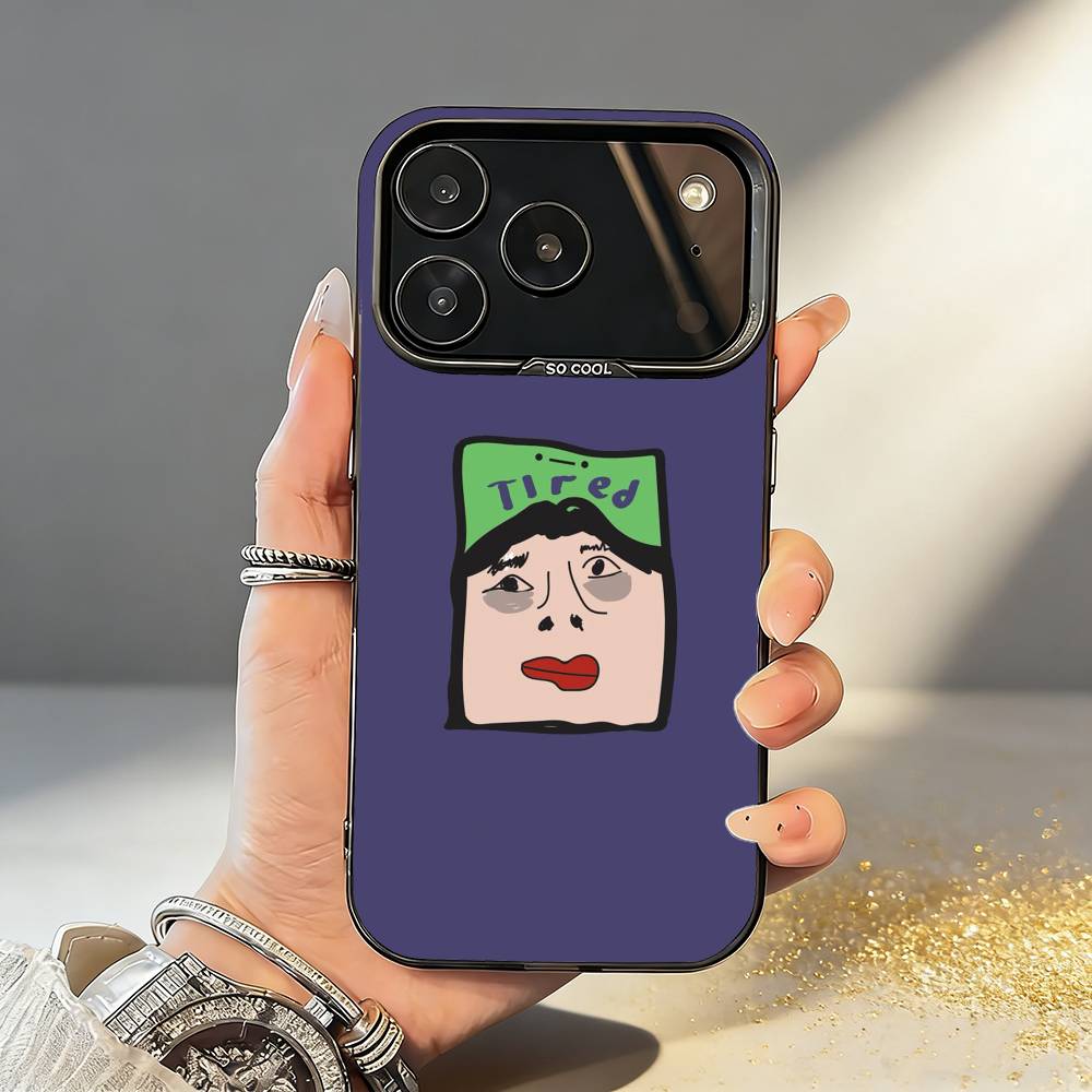1PC F-Funny E-Exaggerated Face Emotion Phone Case For iPhone17,16,15,14,13,12,11,Pro,MAX White Matte Shockproof Cover