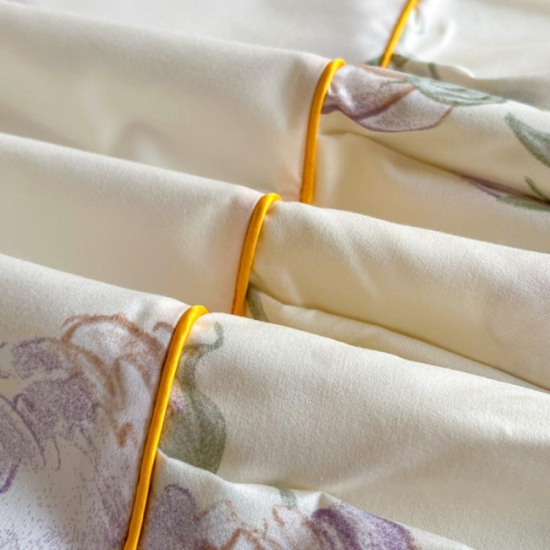 Three-piece Set Queen/King/Super King Size Bed Skirt with 2pcs Printed Bedding Pillowcase