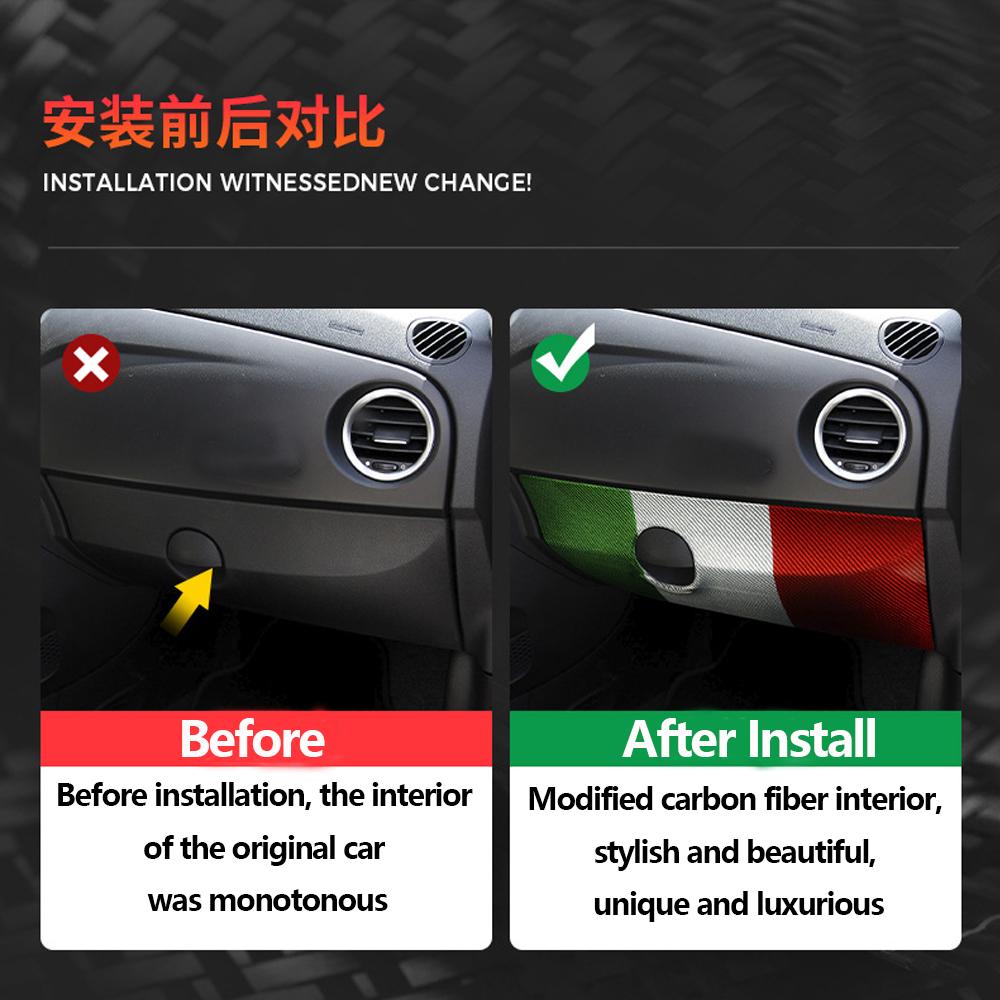 For Abarth 595 695 Fiat 500 2011-2024 Real Dry Hard Carbon Fiber LHD Car Storage Box Panel Cover Sticker Interior Accessories