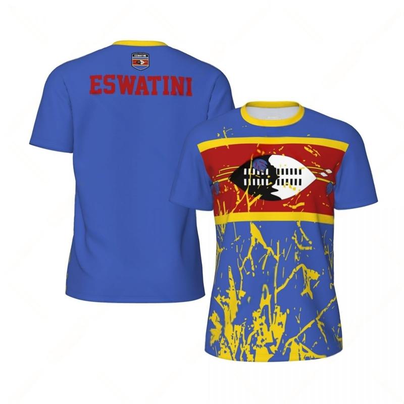 Eswatini Flag Graphic Mens Football Jersey Fashion National Emblem 3D Printed Sports T Shirt Casual Oversized Breathable Tees