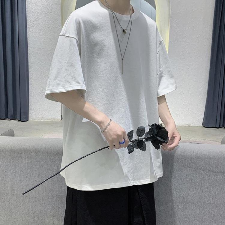 Men Basic Cotton T Shirt  Summer Solid Color Short Sleeve Casual O Neck Tee