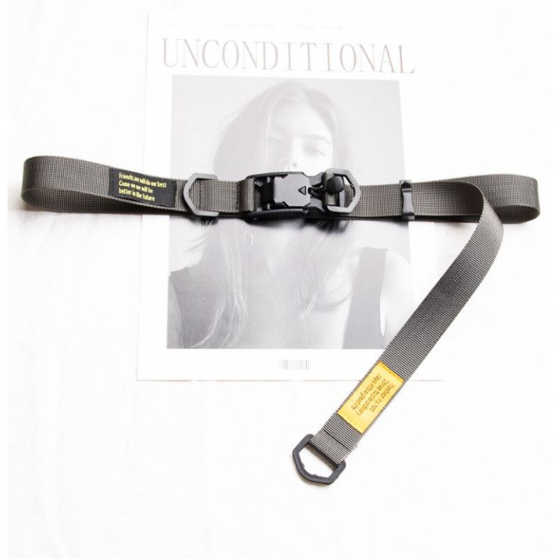 Cinto de lona de nylon hip hop vento 2,5 cm Yu Wenle mesma função de fivela magnética, cinto de macacão de marca da moda masculino