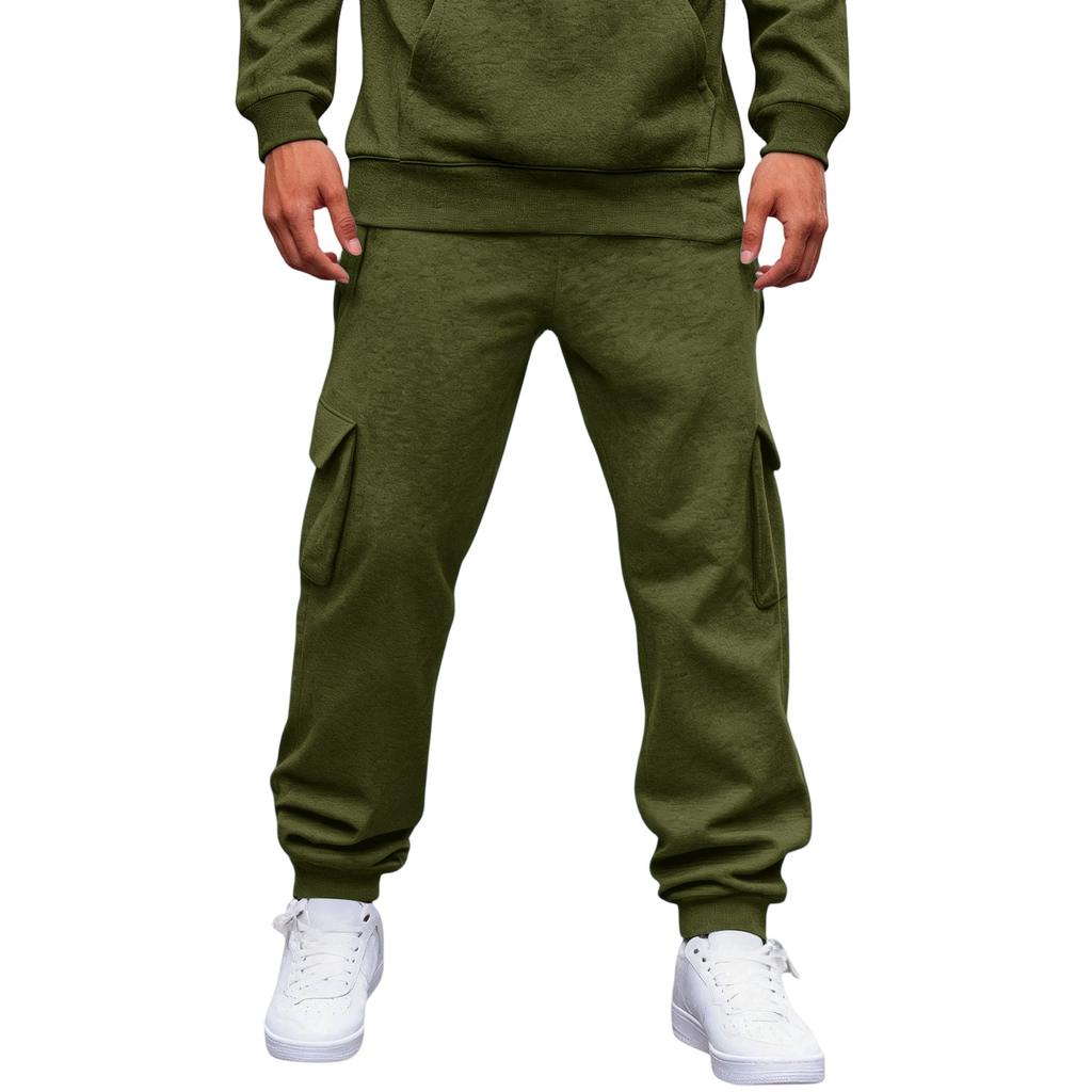 Herren Cargojogginghose mit 4 Taschen, Elastischer Bund mit Kordelzug, Lockere Passform, Verjüngtes Bein, Lässige Arbeitshose