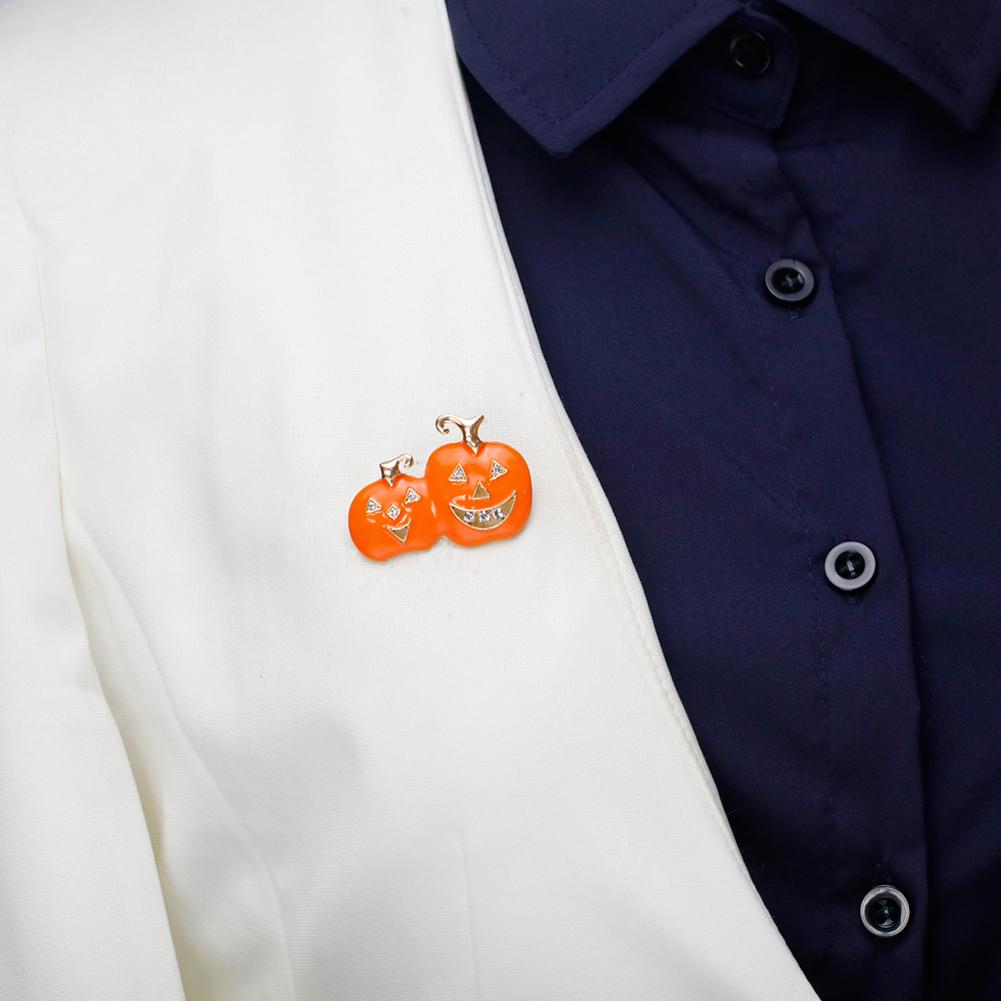 Halloween Fashion Women Cartoon Double Pumpkin Dripping Oil Alloy Brooch Perfect Wear Decoration