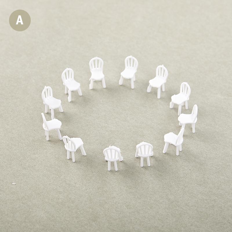 8/10Pcs 1:75 Scale Dinning Miniature Chair Model Mini Dollhouse Furniture Decor