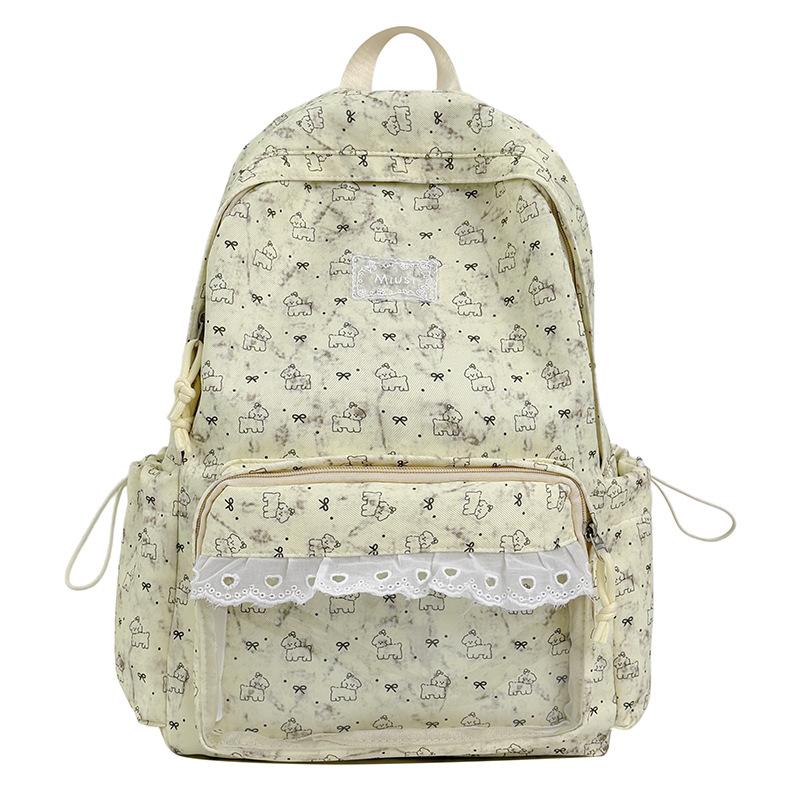 Schoolbag Japanese ins cute cartoon printed schoolbag ballet lace sweet soft girl travel value backpack
