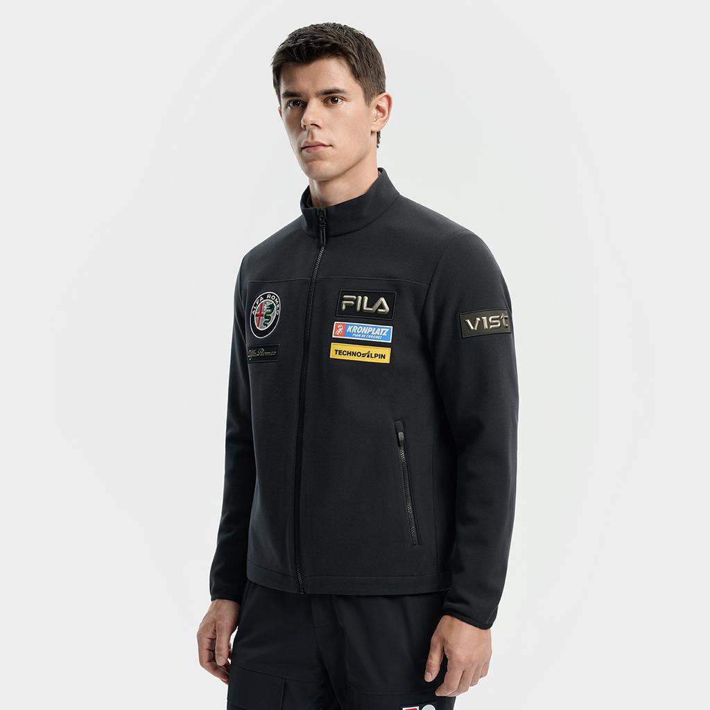 Fila Ski Series Fleece Lined Warm Minimalist Stylish Casual Sports Training Versatile Comfortable Jacket Men Jackets Deep-Black A11M546503FBK