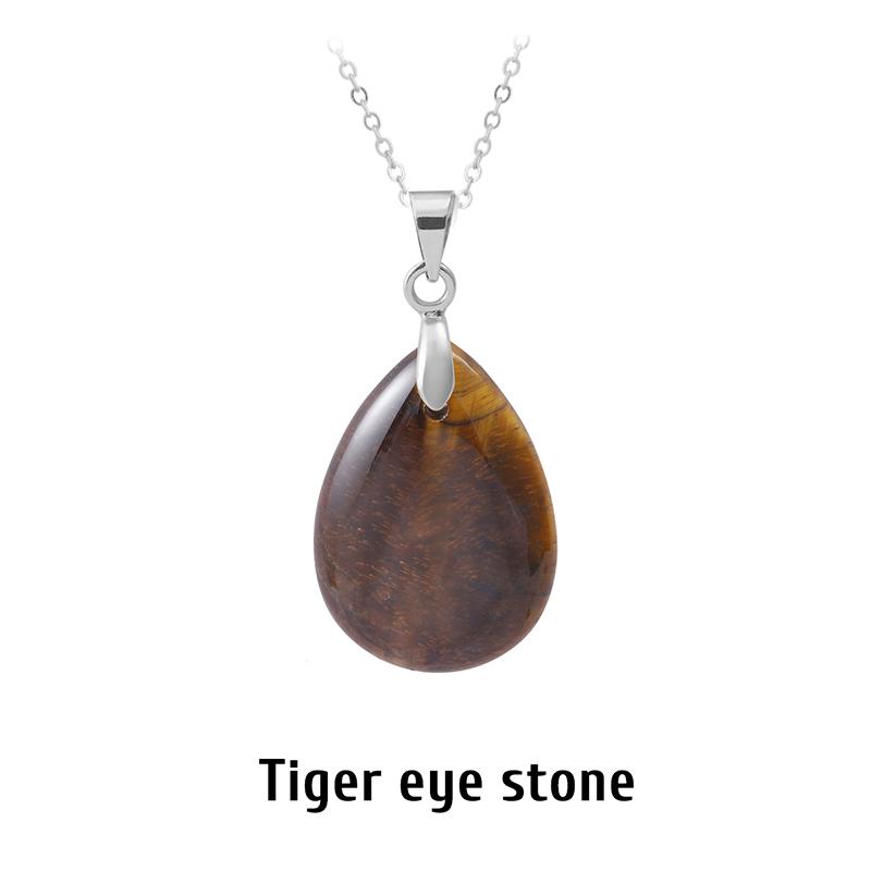 New Fashion Natural Stone Crystal Pendant Teardrop Simple Pendant Necklace Earrings Making Jewelry With Chain Collar