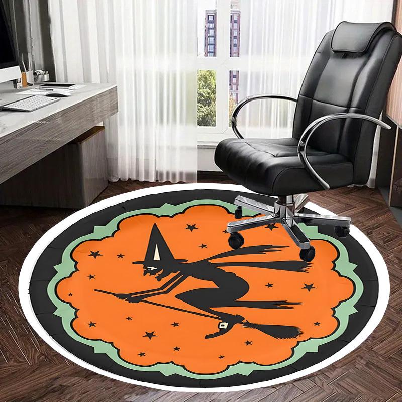 1pc Office Carpet Chair Mats Halloween Witch Broomstick Night Stars Perfect for Decorating Office Chairs, Living Rooms, Or Bedrooms.YDT065