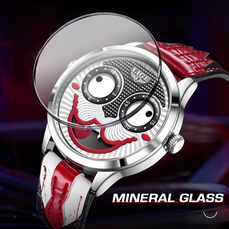 LIGE mens wristwatch Clown Dial Unique Strange Fashion sports military watches men clock Waterproof quartz Watches Gift For Men