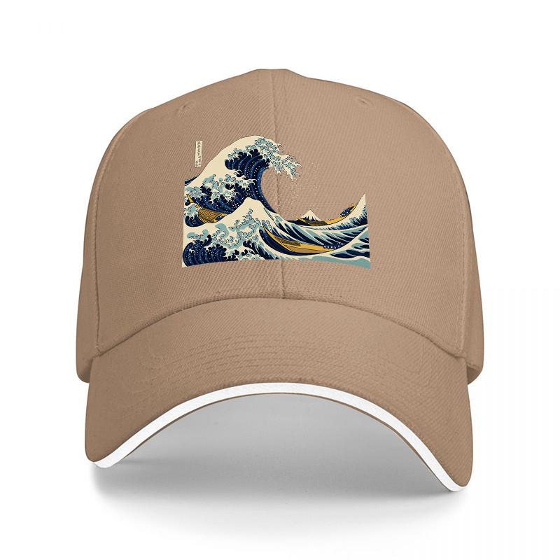Cappellino da Baseball con Stampa Artistica La Grande Onda di Kanagawa Design Classico Giapponese Cappello Nero Regolabile per Unisex e Donne