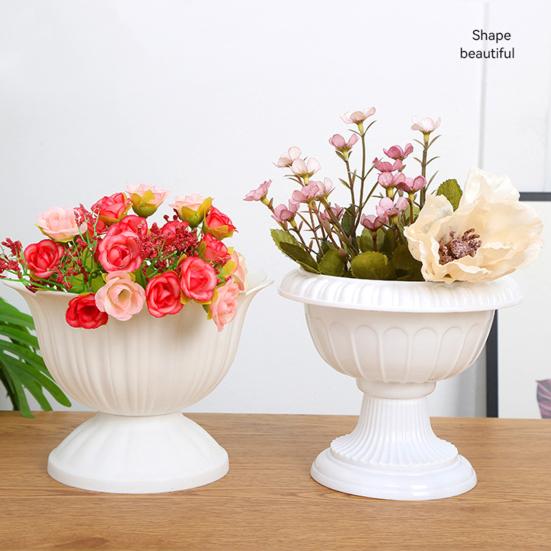 Runder Mini-Blumentopf aus Kunststoff Vintage Schreibtisch-Pflanzenbehälter für Kräuter Entwässerung Bereit Innen Außen Pflanzgefäß für Zuhause Büro Garten