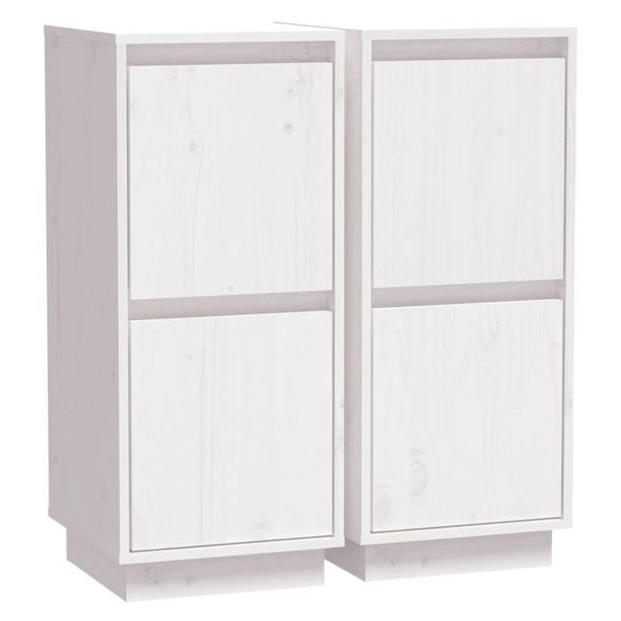VidaXL Buffets 2 pcs Blanc 31,5x34x75 cm Bois massif de pin