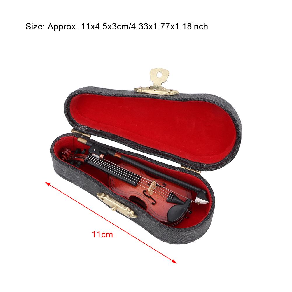 1:12 Miniature Wooden Instrument Violin Model with Box Simulation Accessory for Dollhouse