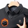Men's Autumn/Winter Faux Two-Piece Fleece Polo Base Layer Shirt