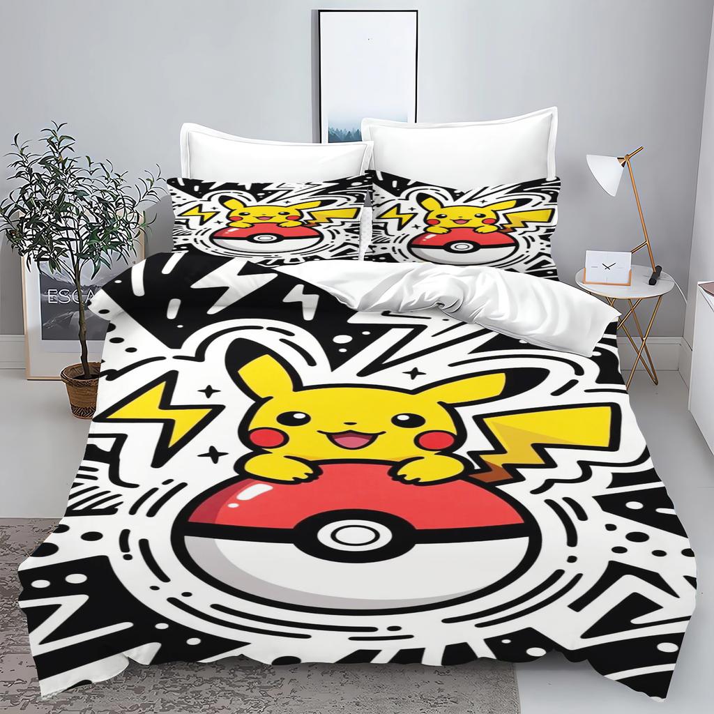 PokéMon Tuya Anime Home Bedroom Comforte Nordic Polyester Material Suitable for Children and Adults 3-piece Set