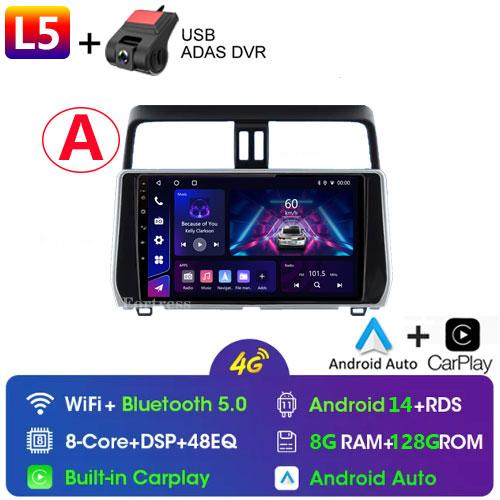 For Toyota Land Cruiser Prado 150 2018 2019 - 2022 Carplay 360 Camera Auto Android 13Car Radio Multimedia Player GPS Stereo Wifi