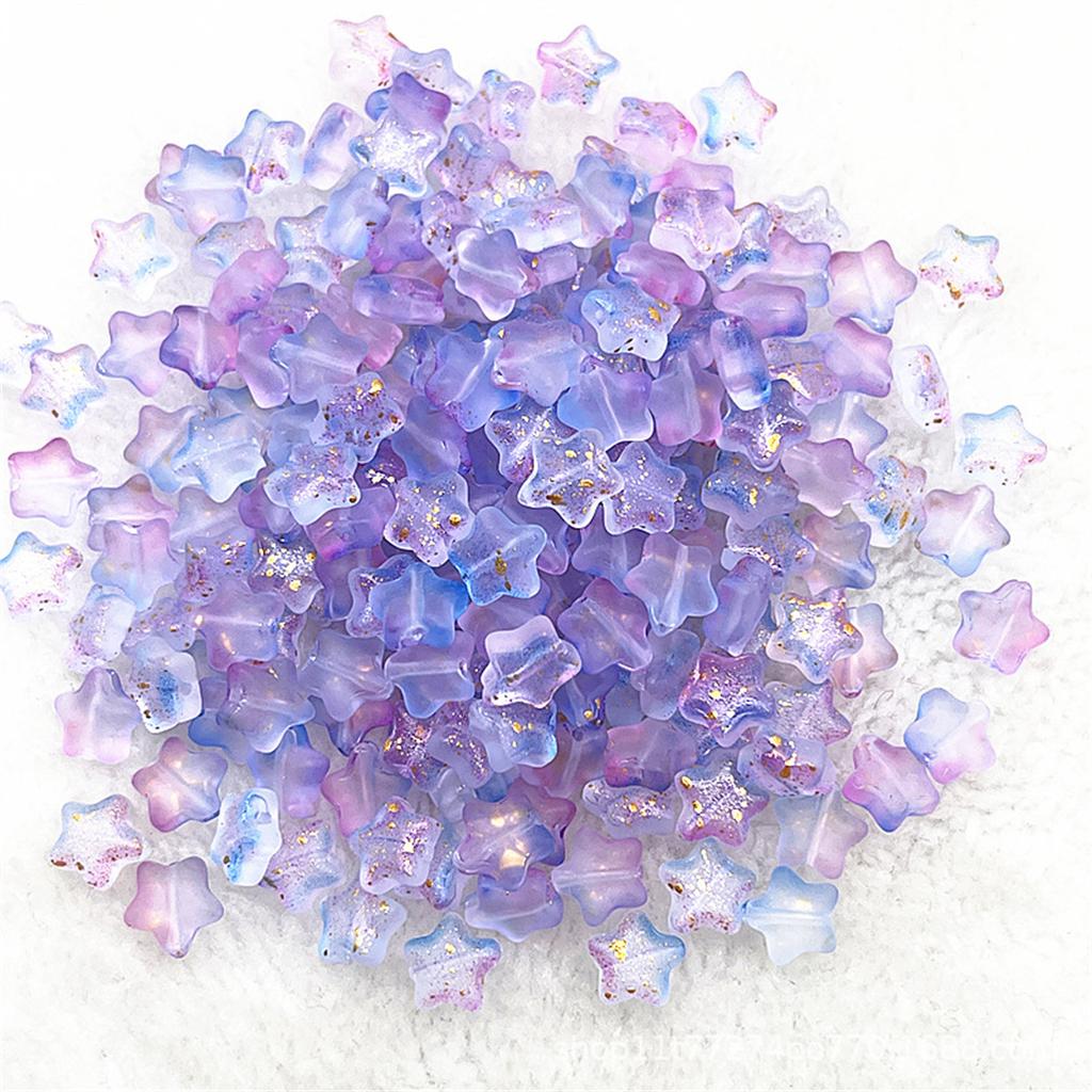Colorful 30pcs 8mm Mini Polychrome Cute Gradient Five-pointed Star Glass Beads Loose Spacer Beads Jewelry Making DIY Handmade