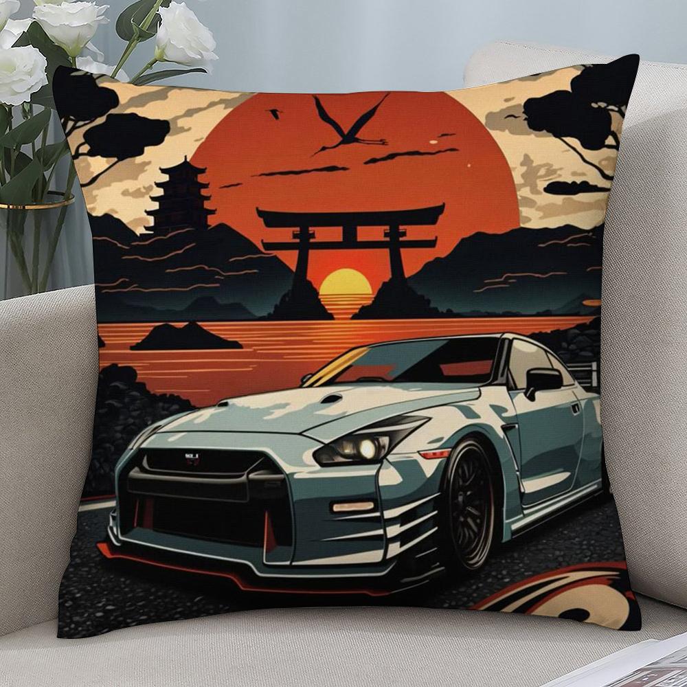 Luxury Rally Sports GTR Race Car Pillow Case Short Plush Sofa Decorative Gift Home Double-sided Printing Cushion