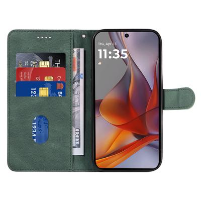 For Motorola Moto G75 5G Case Stand Wallet Leather Phone Cover Curved Line Wrist Strap