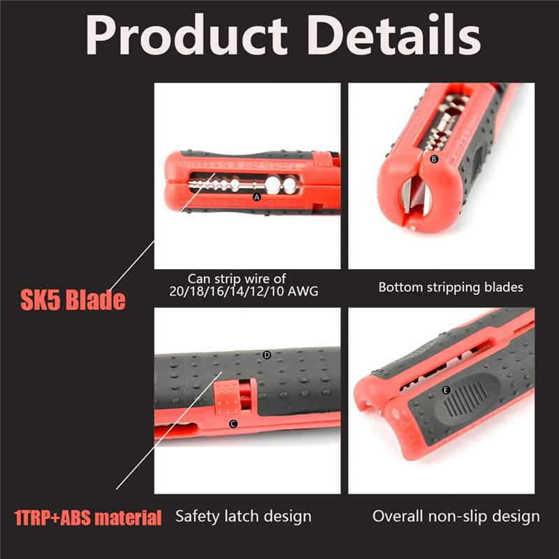 AD23-1PCS Wire Stripper Multi-Function Portable Pen Stripper, Network Cable, Wire, Coaxial Cable, Wire Cutter,10-20AWG