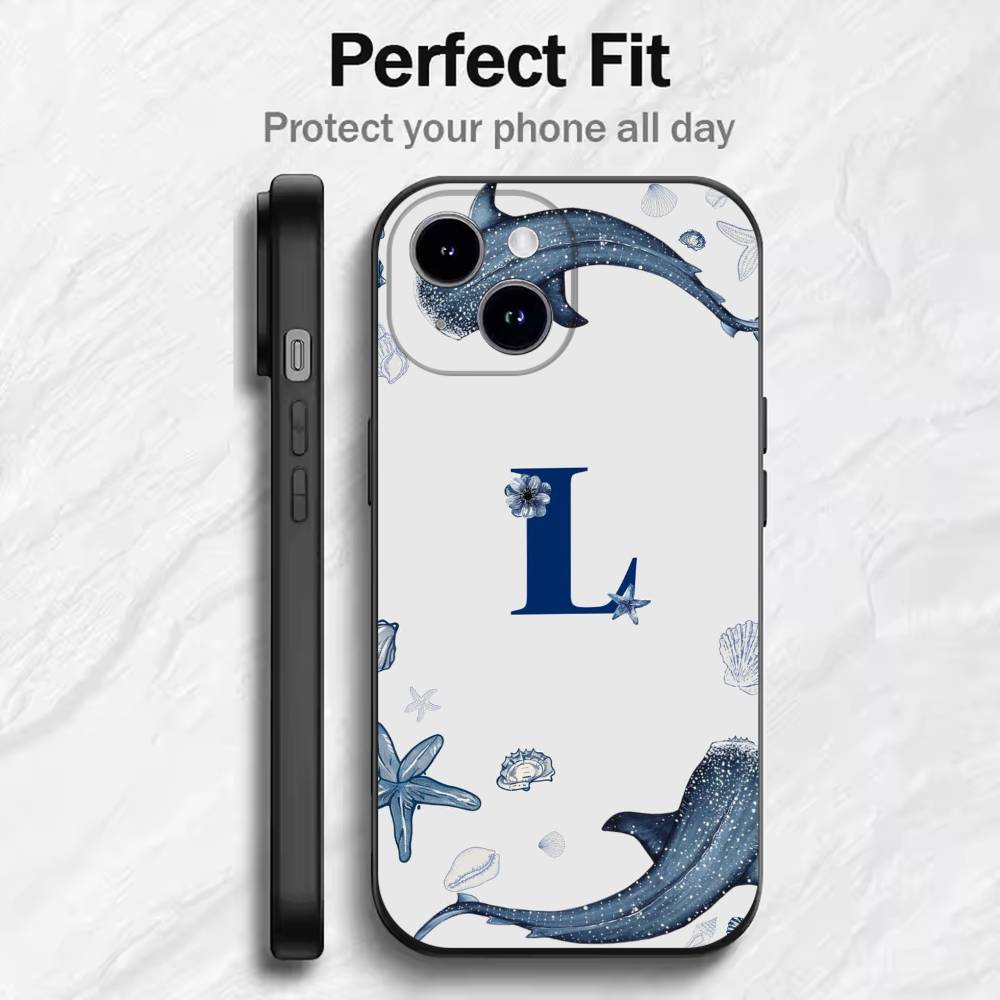 Ocean Shark Whale Design Phone Case For 17 16 15 14 13 12 11 Mini XS XR X 6S 6 Pro Max Plus Black Soft Cover