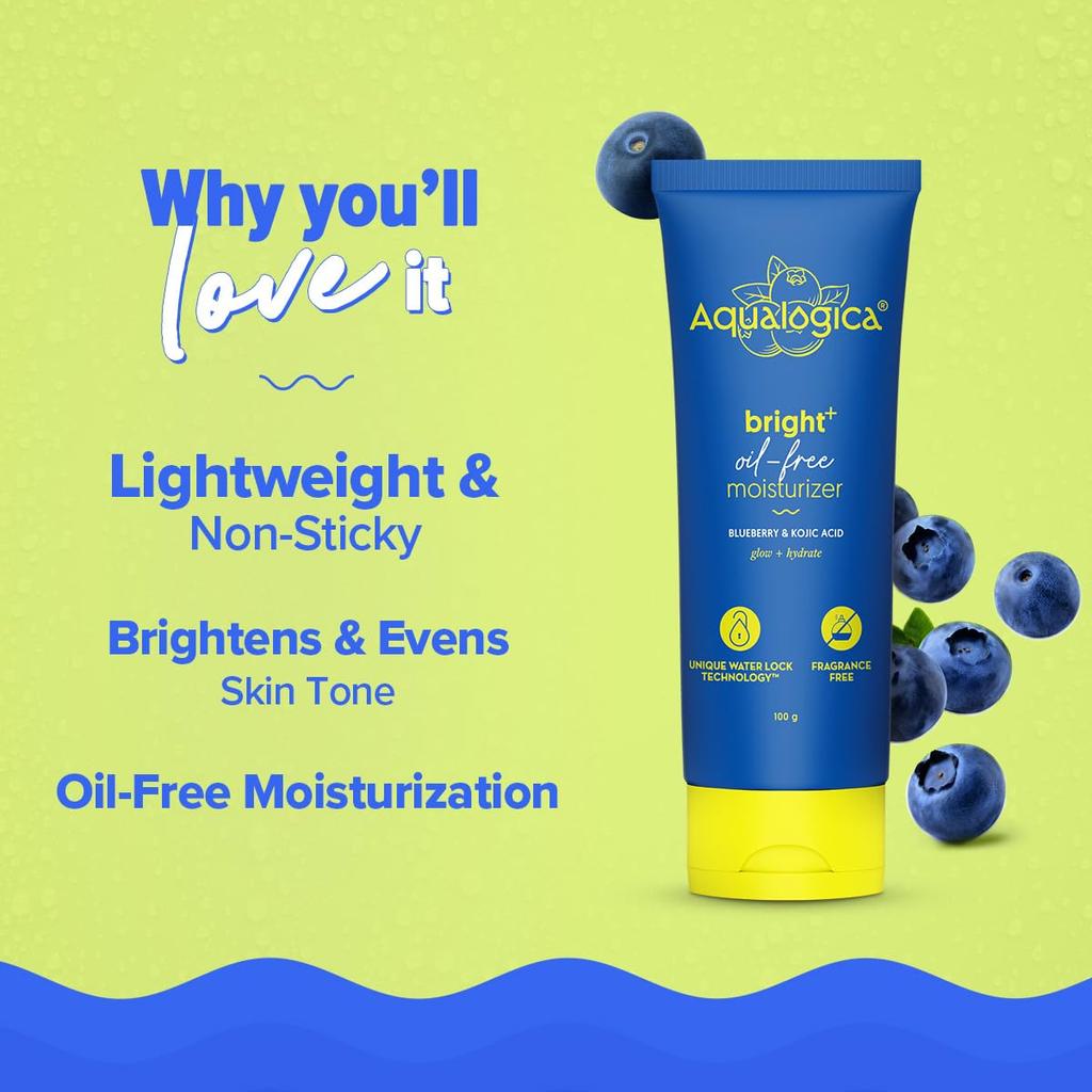 Aqualogica Bright+ Ölfreier Feuchtigkeitsspender 100g Packung 1 für Feuchtigkeitsspendende, Ebenmäßig getönte Haut den ganzen Tag Leichte Formel