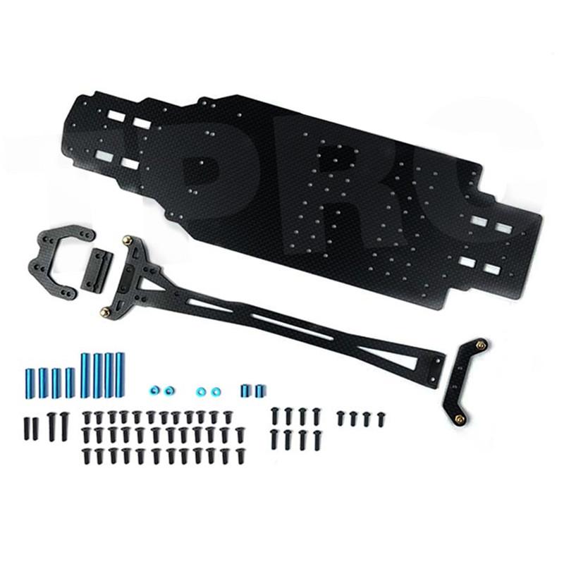 Chassi de fibra de carbono para carro de controle remoto TAMIYA XV01 1/10