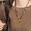 Elegant Leather Cord Heart Necklace with Wood Beads – Luxurious and Versatile for Autumn and Winter