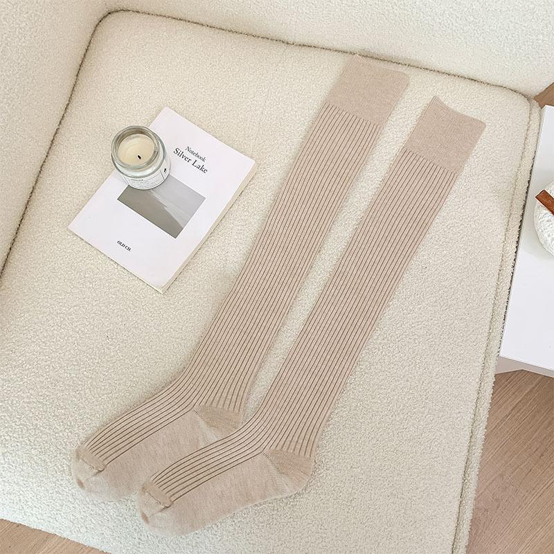 Knee Socks Children'S Autumn And Winter Thickened Warm Cashmere Socks Ins Japanese Vertical Strip Thin Warm Anti-Drop Thigh Socks