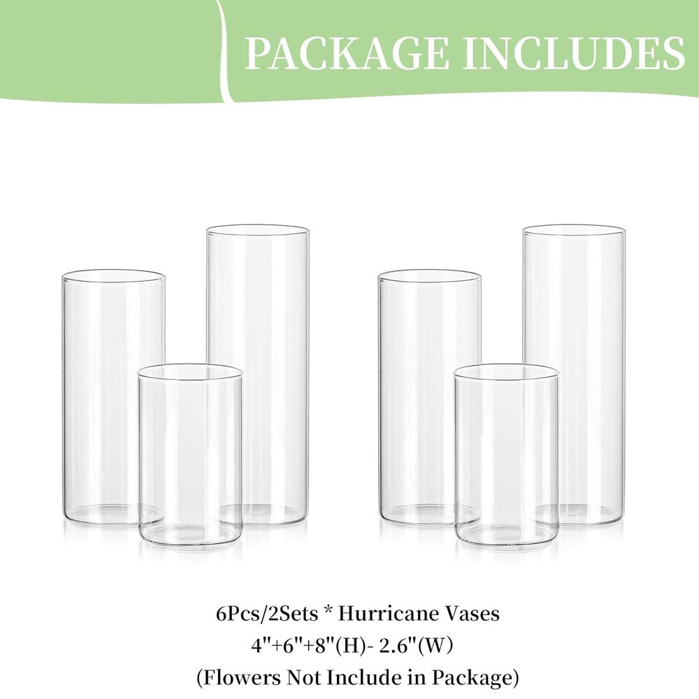 Clear Glass Cylinder Vase Glass Vases for Centerpieces, Modern Floating Candle Vases for Flowers, Hurricane Vase, Candle Holder