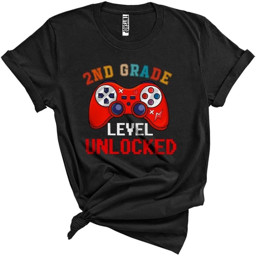 2nd Grade Level Unlocked Cool Video Game Back to School Boys Kids Game Controller Unisex T-Shirt Black XXXXXL