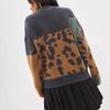 GMXIA Jumper Women's Leopard Print Autumn and Winter Retro Loose Outer Wear Lazy Wind Knitting Temperament Pullover Tops