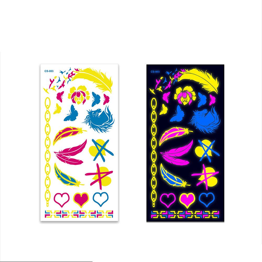 Halloween Fluorescent Stickers Funny Arm Ghost Face Waterproof Tattoo Stickers Women Men Party Supplies Masquerade Cosplay Props
