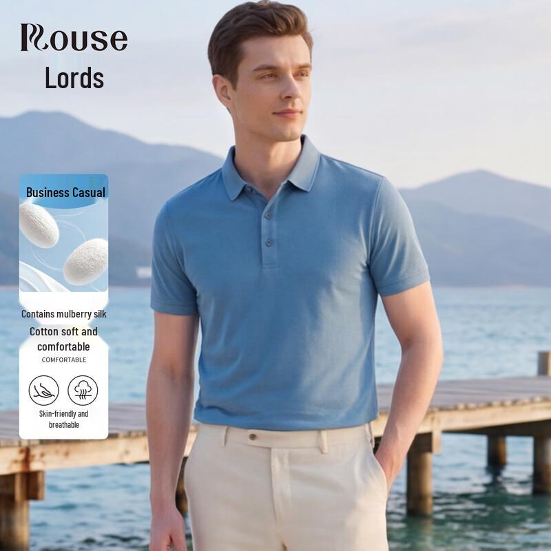 Men s Cotton  Silk Blend Short-Sleeve Polo Shirt 52