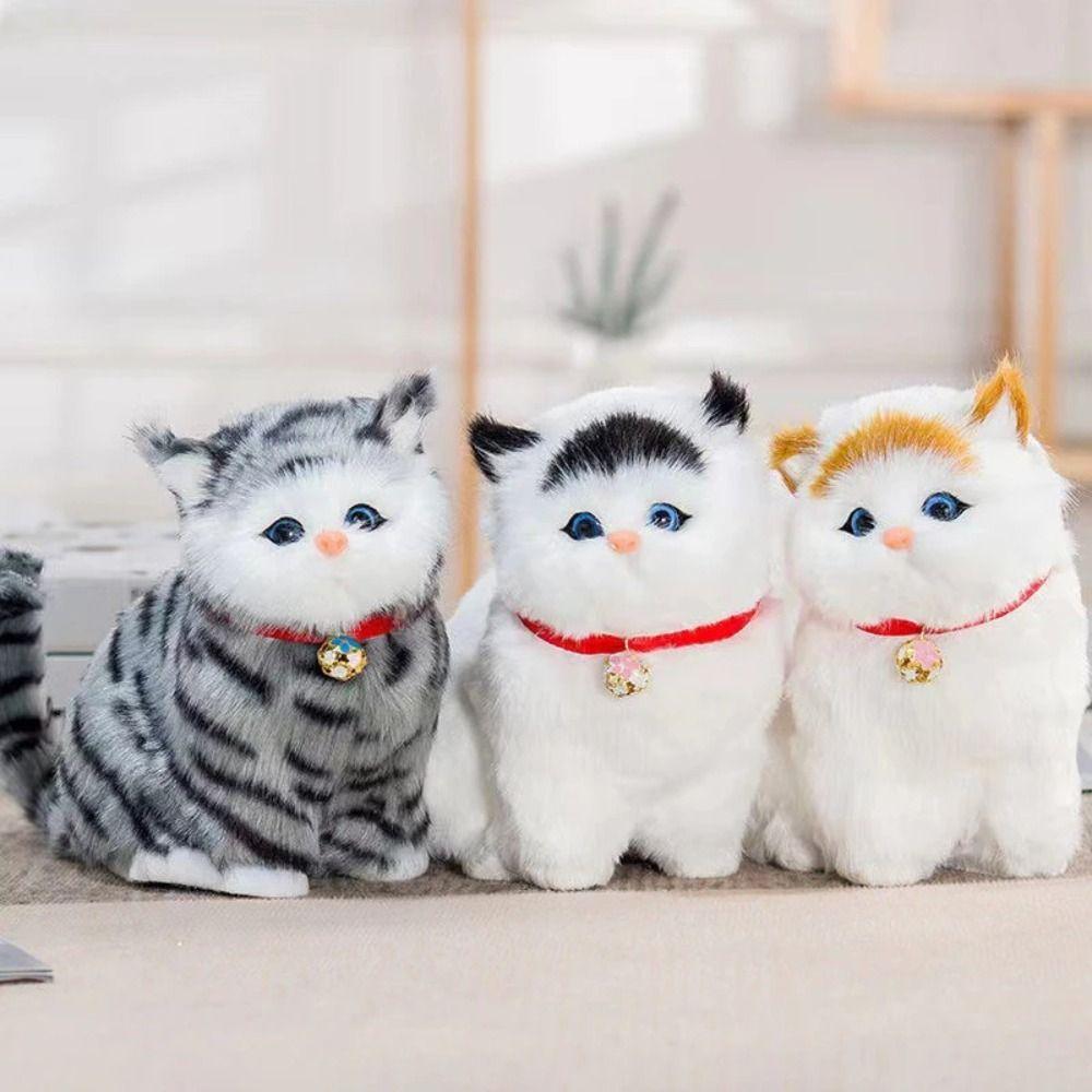 Fluffy Simulation Cat Plush Toy Cute Comfortable Imitation Cat Plush Doll Cartoon Creative Stuffed Animals Doll Kids Gift