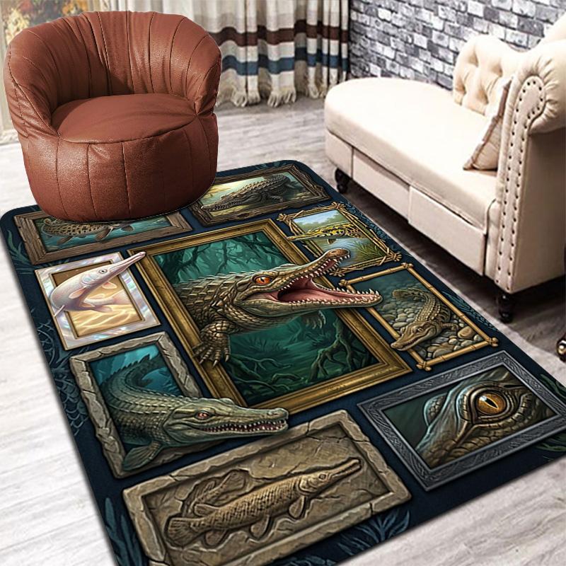 Crocodile Collection Pattern Rug Floor Mat for Living Room or Bedroom Soft and Comfortable Carpet a Gift for Birthday and Holiday.
