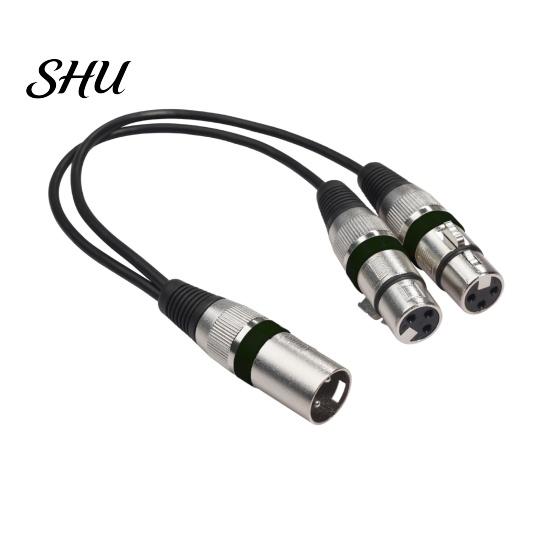 Audio Adapter Cable 30cm Anti-winding Balanced Transmission Zinc Alloy 2 in 1 Anti-interference XLR Male to Female Extension Cord for Sound Console