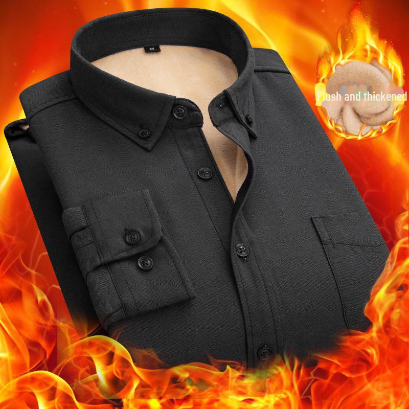 Cămașă de catifea cu mânecă lungă pentru bărbați, trend urban - Călduroasă, croială largă, business casual