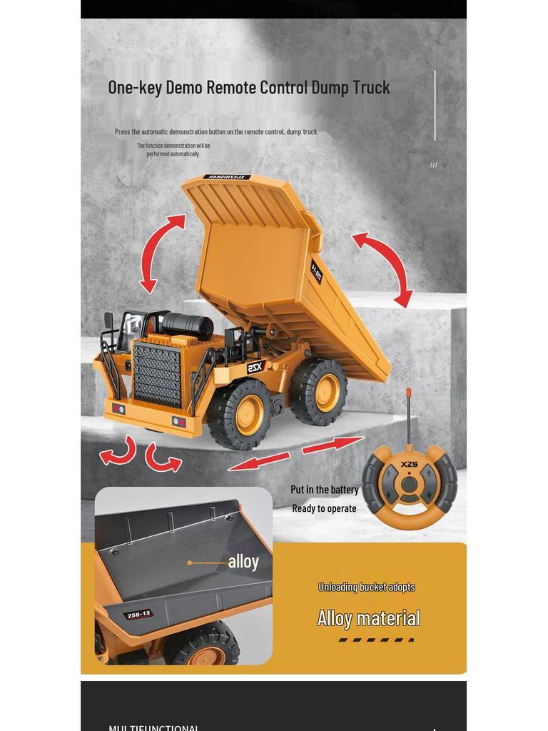 1:24 Alloy Remote Control Excavator & Bulldozer Toy Truck for Kids