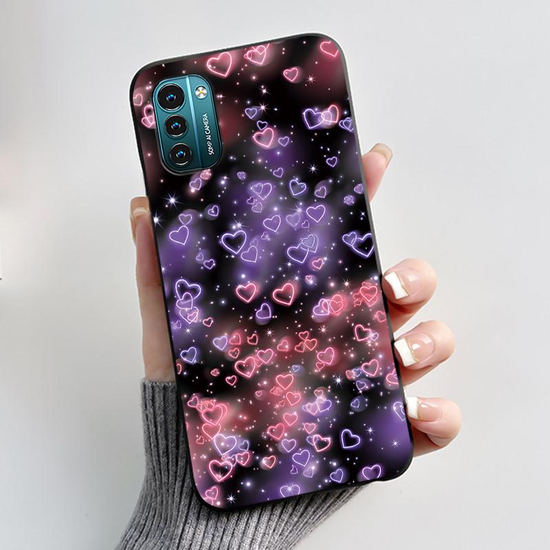 For Nokia G21 G11 Plus Case Cute Love Rabbit Cartoon Black TPU Silicone Soft Cover For NokiaG21 G 11 G11Plus Bumper Phone Case