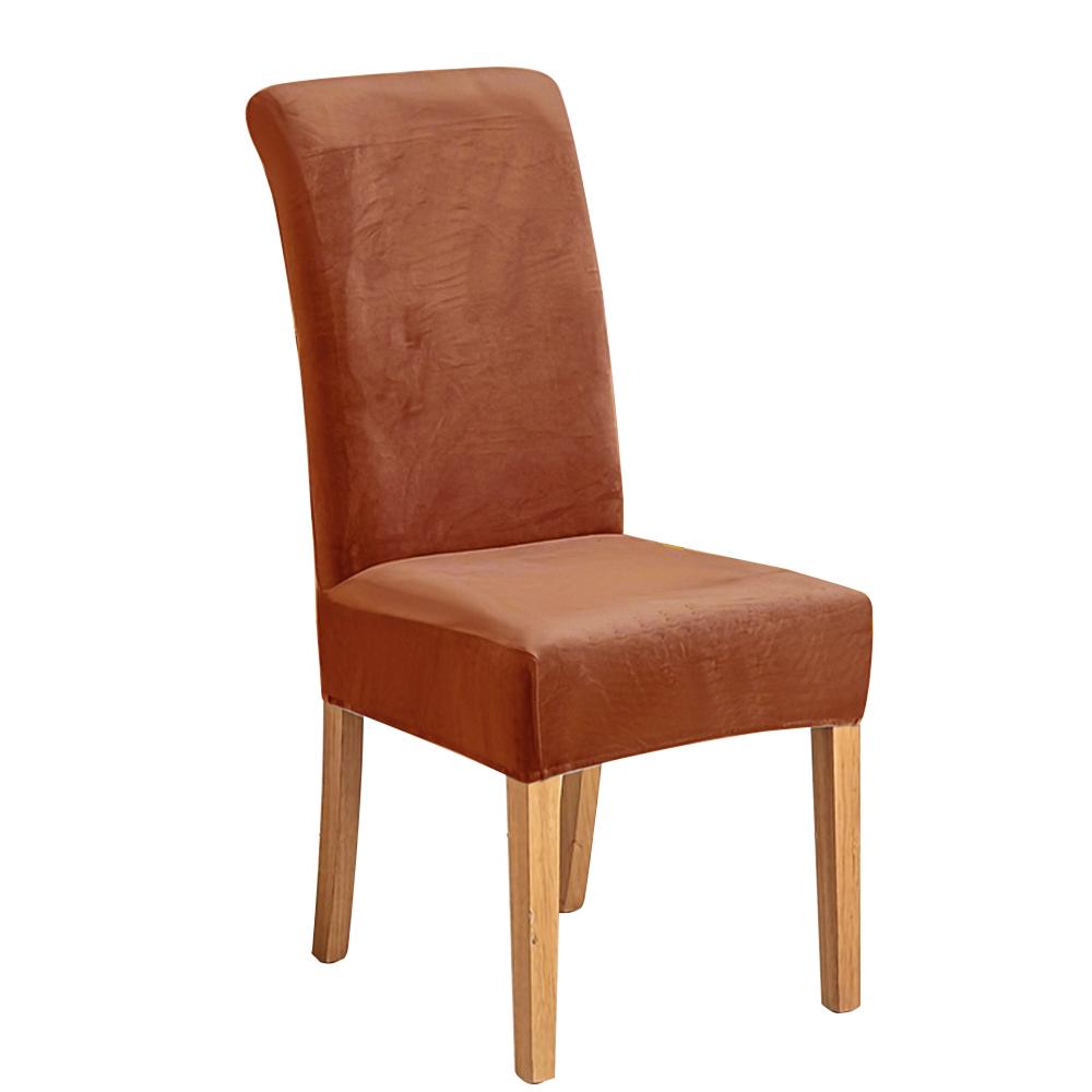 Elastic Velvet Soft Dining Chair Covers Washable Chair Slipcover Protector Thick Solid Color Chair Case Restaurant Kitchen 1PC